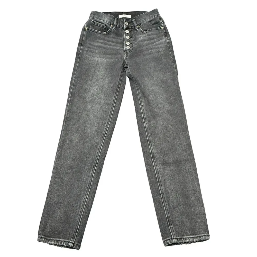 PacSun Jeans Women's Size 24 (25x27)‎ Black Button Fly Ultra High Rise Slim Worn